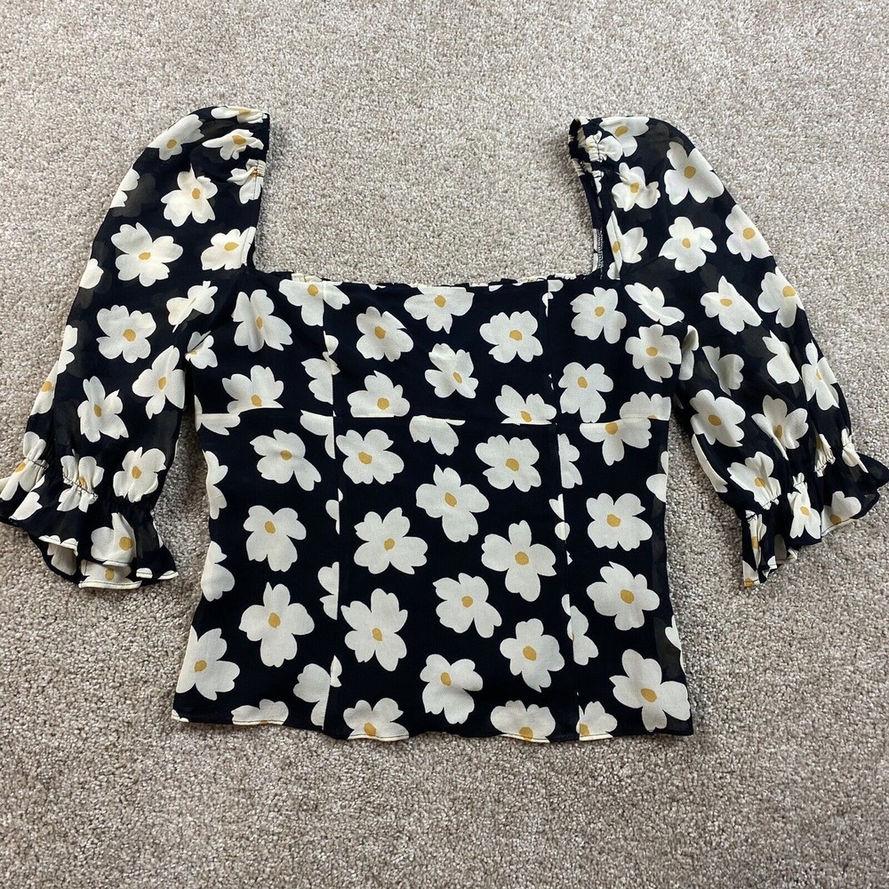 Floral Black and White Women's Top